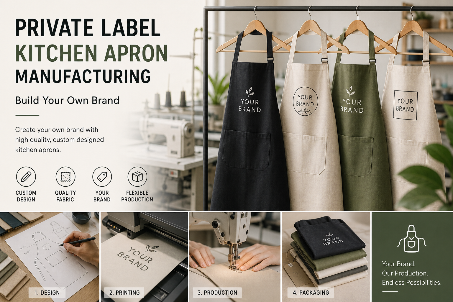 Private Label Kitchen Apron Manufacturing – Build Your Own Brand